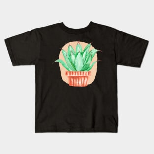 Watercolor Potted Green Succulent Kids T-Shirt